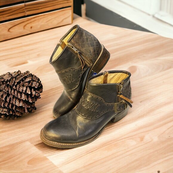 Freebird by Steven Grand Brown Leather Distressed Double Zip Ankle Size 8 - Picture 4 of 8